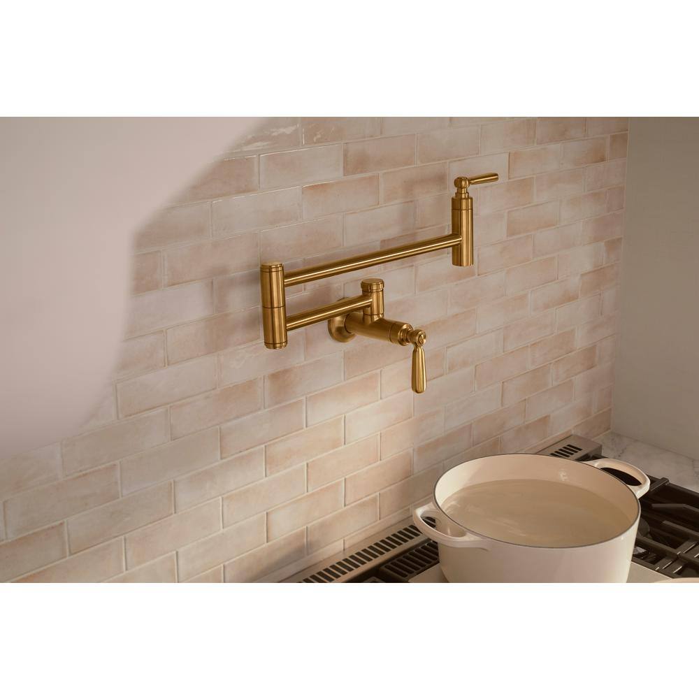 Edalyn Vibrant Brushed Moderne Brass Wall-Mount Pot Filler