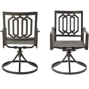 Modern Classic Dark Brown Swivel Metal Outdoor Dining Chair (2-Pack)
