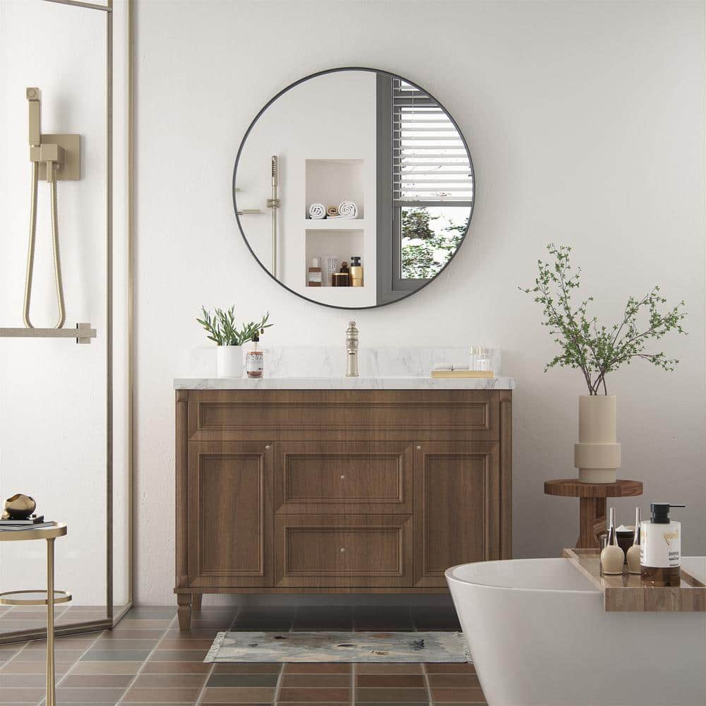 Oval Silver and Gold Metal Framed Bathroom Mirror