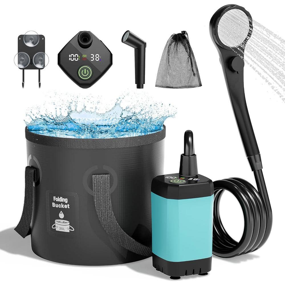 Portable Outdoor Camp Shower with 6000mAh Rechargeable Shower Pump