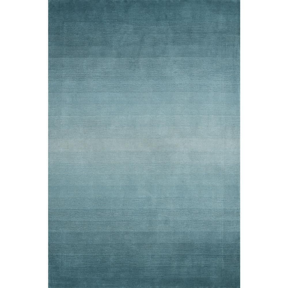 RUGS USA Padma Lakshmi X Rugs Ombre Hand Loomed Gradient Wool Blue 3 ft ...