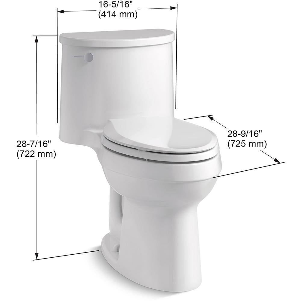 White High Efficiency Elongated One-Piece Toilet with Chrome Lever