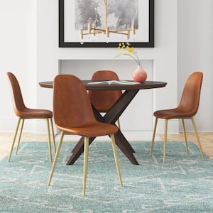 Charlton Brown Faux Leather Upholstered Side Dining Chairs (Set of 4)