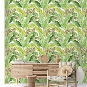 Bahama Palm Key Lime Removable Peel and Stick Vinyl Wallpaper, 28 sq. ft.