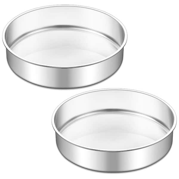 9 in. Round Stainless Steel Heavy-Gauge Nonstick Layer Cake Pan, Mirror Finish, Dishwasher Safe (2-Pack)