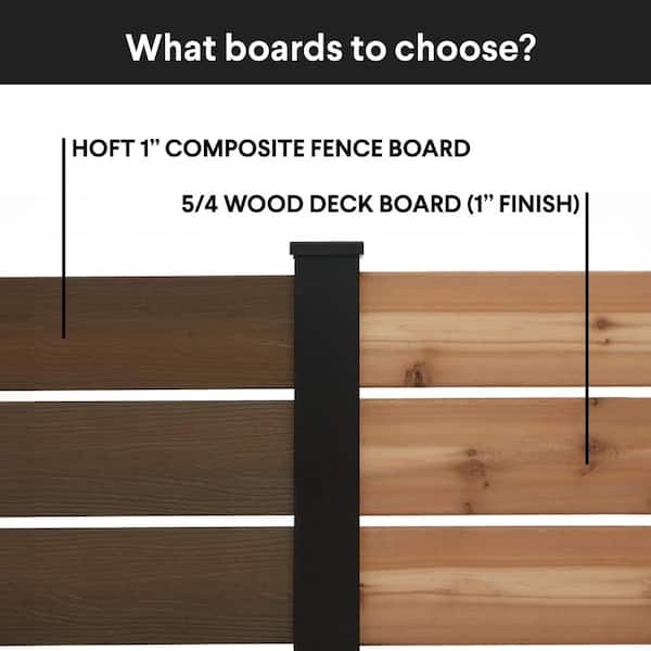 HOFT End Post Kit 73 in. x 3 in. x 3 in. Black Aluminum Deck Fence End Post and Hardware Kit A6