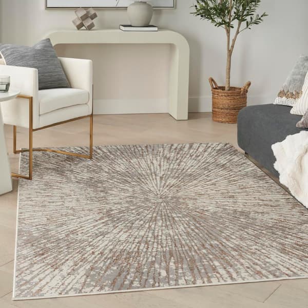 Glow Grey Mocha 6 ft. x 9 ft. Abstract Contemporary Area Rug