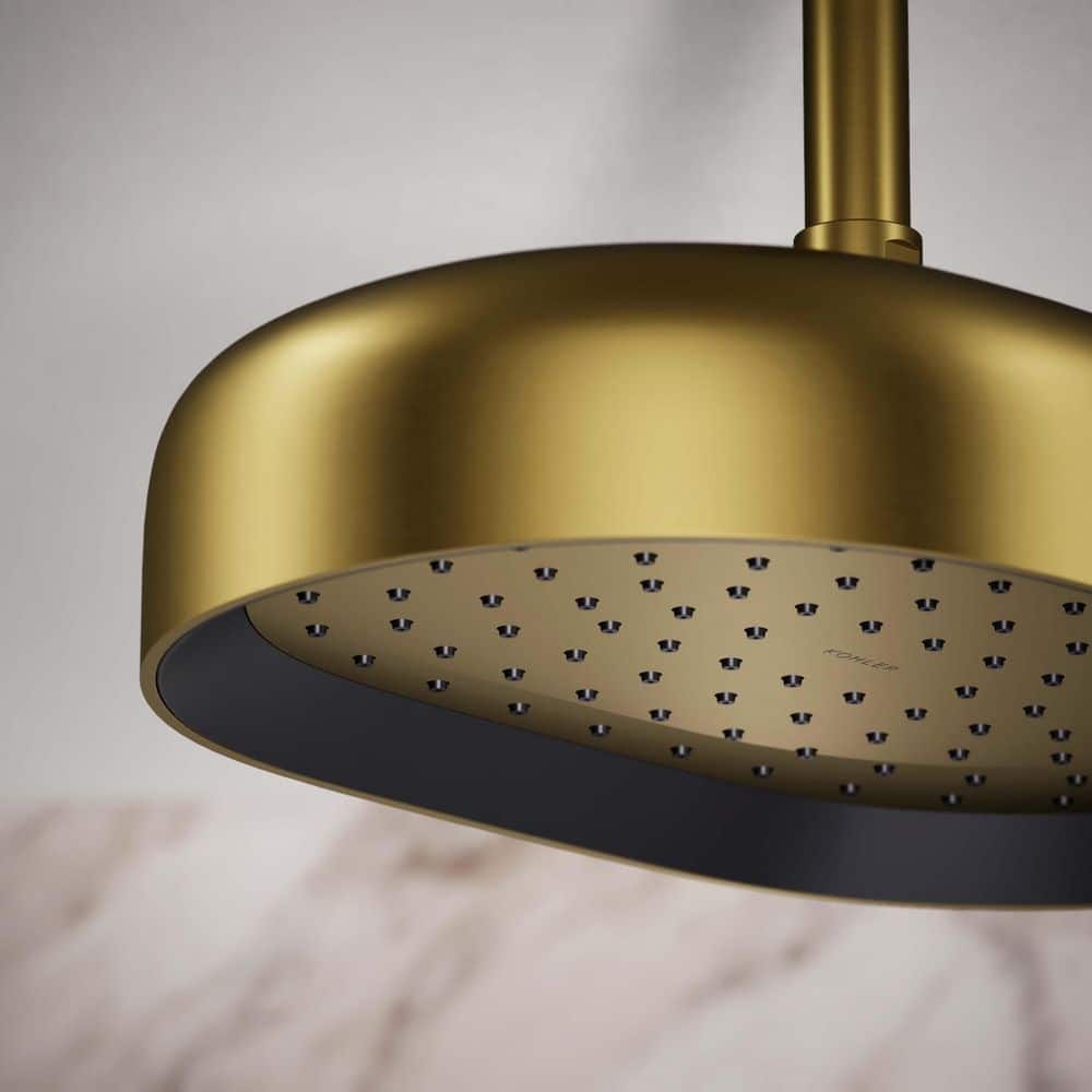 Vibrant Brushed Brass Oval Rain Shower Head with Adjustable Spray