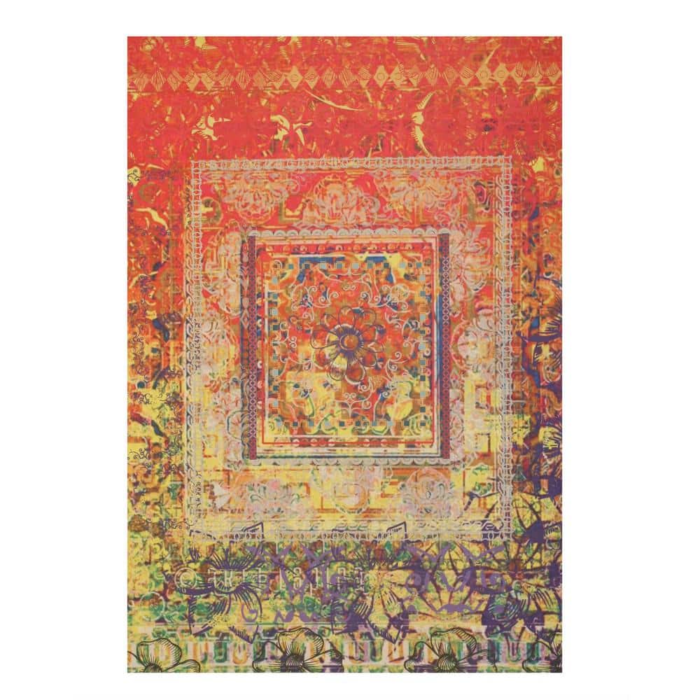 Multicolored Machine-made Polyester Transitional Distressed Bohemian Moderno Rug, 5 x 8 price history on PriceWatchPro