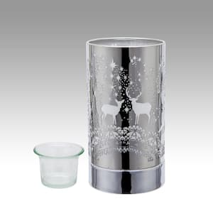 Electric Glass Oil Wax Tart Melt Warmer Silver Leaves Design Touch Control 