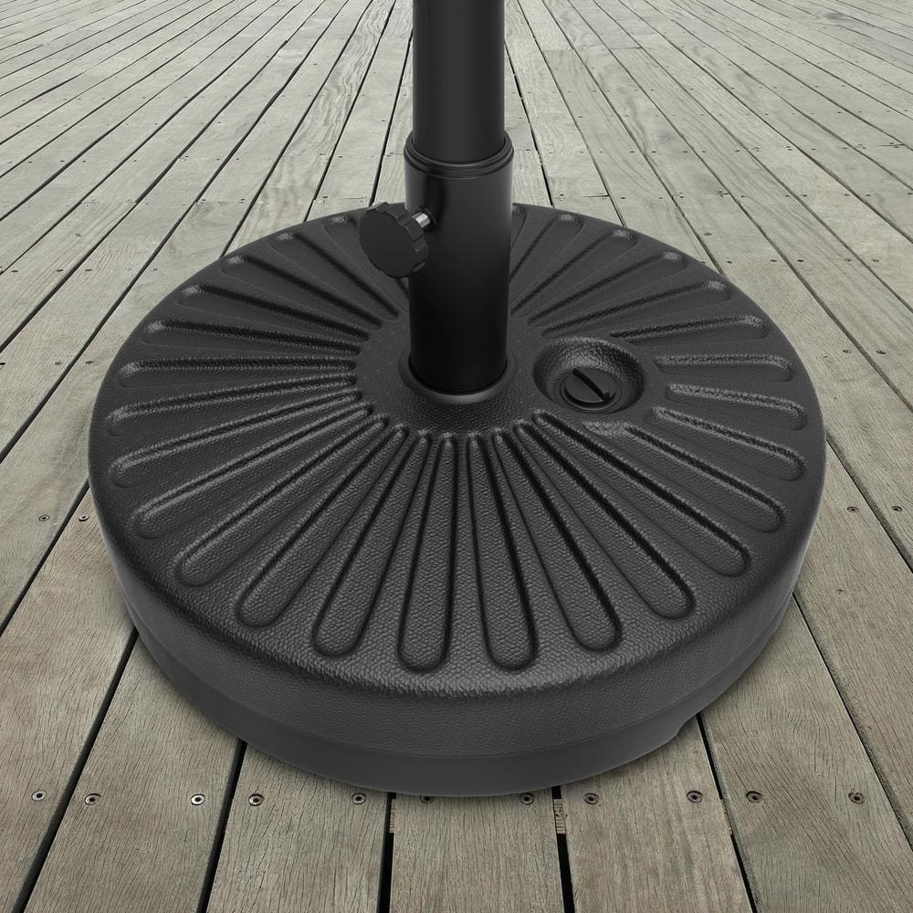 Pure Garden 50lb Fillable Freestanding Umbrella Stand for Outdoors (Black)