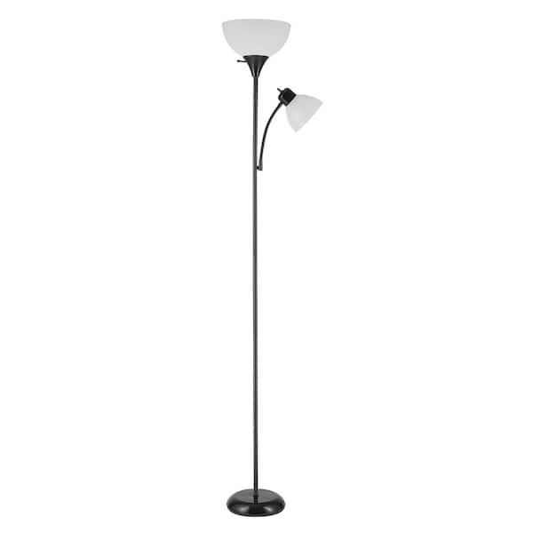 Matte Black Torchiere Floor Lamp, Black Torchiere Floor Lamp With Glass Shade