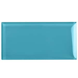 Aqua 3 in. x 6 in. Polished Glass Mosaic Tile (40-Pack) (5 sq. ft./Case)