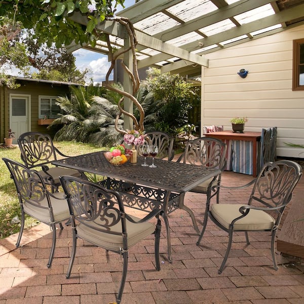 Bronze Rectangle Aluminum Outdoor Dining Table
