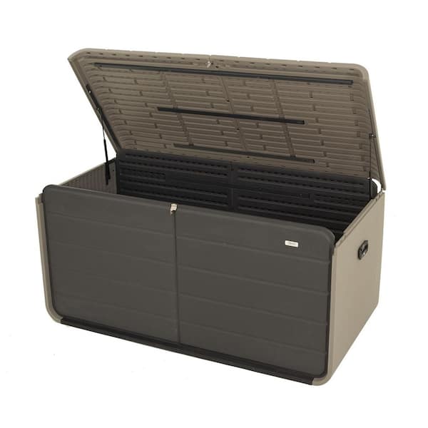 260 Gallon Resin Outdoor Deck Box with Hydraulic Lid and Lockable Storage