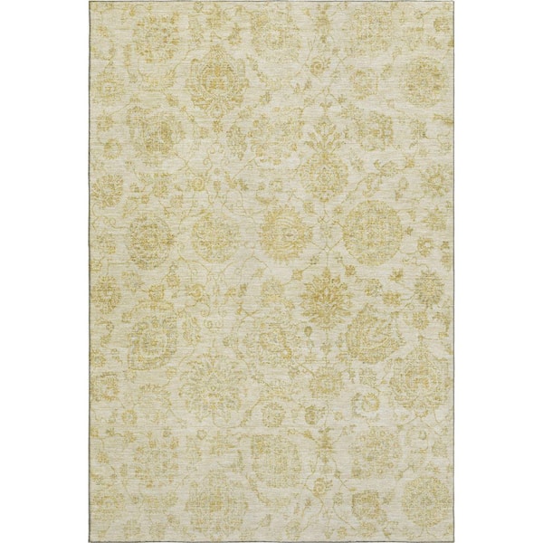 Mayfield Premium Machine Washable Abstract AMF1833 Gold 9 ft. x 12 ft. Area Rug