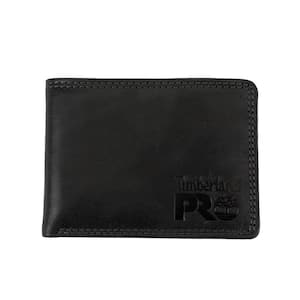 Black/Brandy Men's Leather RFID Wallet with Removable Flip Pocket Card Carrier
