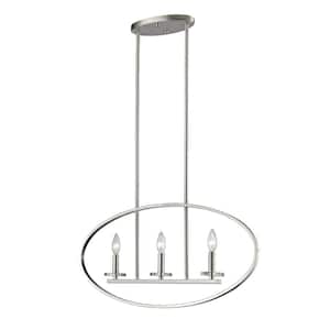 Verona 60-Watt 3-Light Brushed Nickel Candle Pendant Light with No Bulb Included