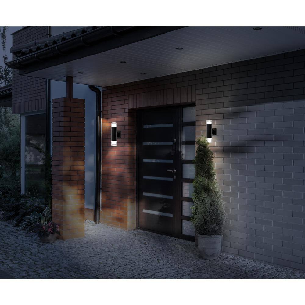 Luvia Contemporary Black Outdoor Wall Sconce with Clear Acrylic Shade
