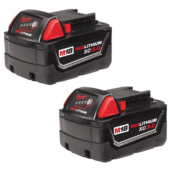 Milwaukee M18 18-Volt Lithium-Ion XC Extended Capacity Battery Pack 3.0Ah  (2-Pack) 48-11-1822 - The Home Depot