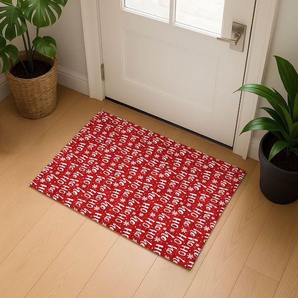 Mayfield Premium Machine Washable Abstract AMF1814 Red 2 ft. x 3 ft. Area Rug