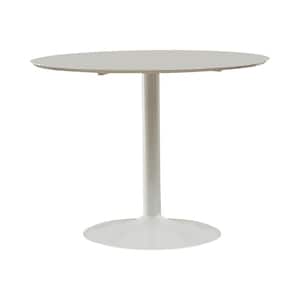 Lowry White Wood Round Column Dining Table Seats 4