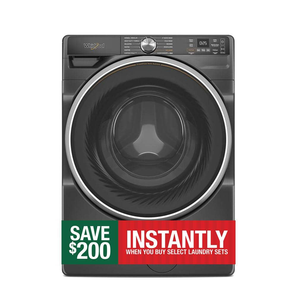 Whirlpool 5.0 cu. ft. Front Load Washer in Volcano Black with Fresh Flow Vent System