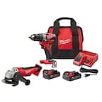 M18 18V Lithium-Ion Brushless Cordless 1/2 in. Compact Drill/Driver Kit w/Two 2.0 Ah Batteries and 4-1/2 in. Grinder