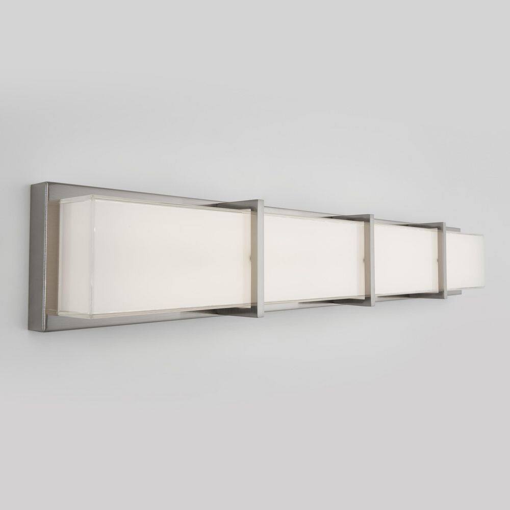 Modern Brushed Nickel 35" LED Vanity Light with Clear Glass Shade