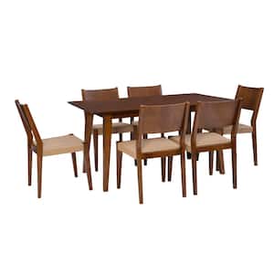 7-Piece Marlene Brown Wood top Table Dining Set
