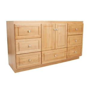 Ultraline 60 in. W x 21 in. D x 34.5 in. H Bath Vanity Cabinet without Top in Natural Alder