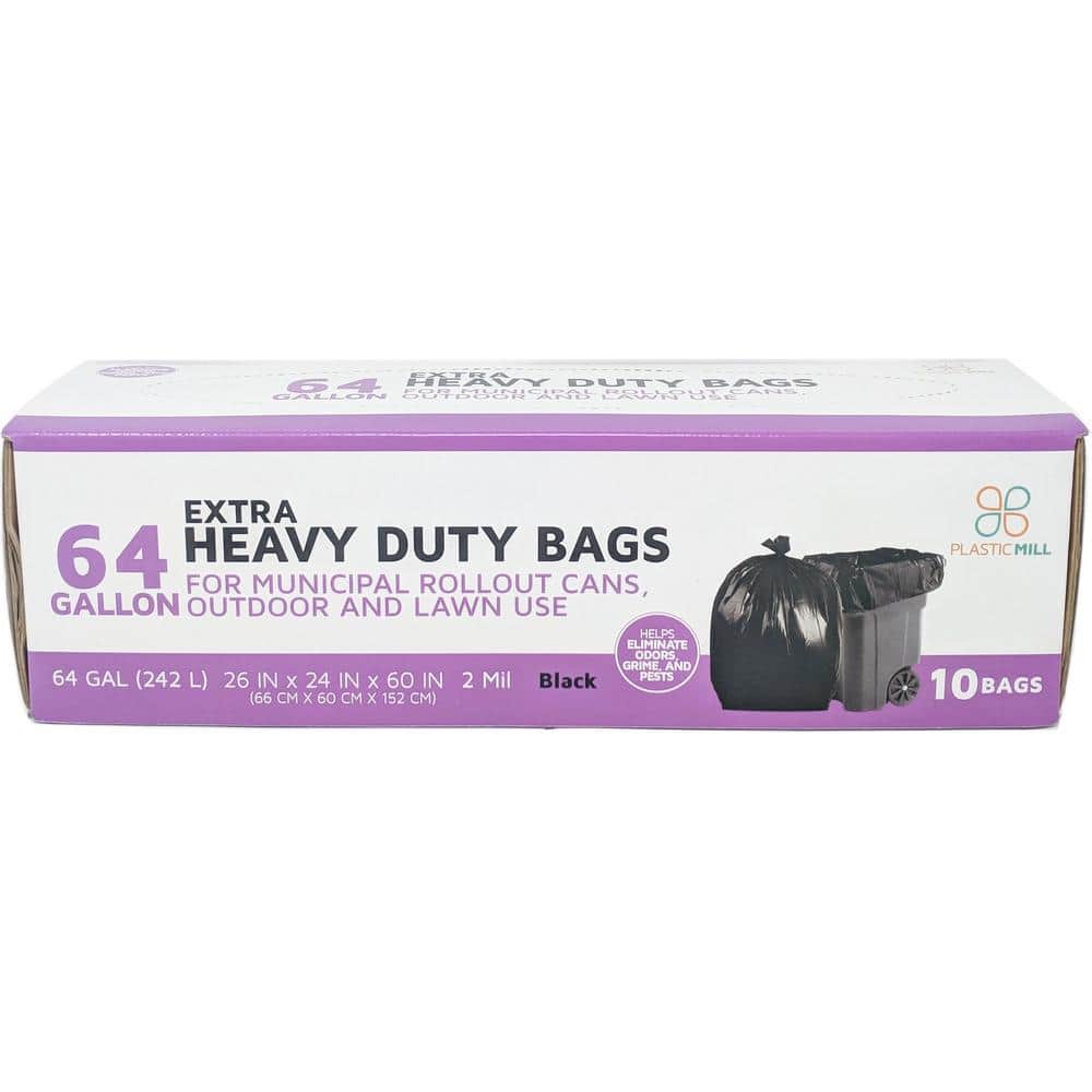 PlasticMill 61 in. W x 68 in. H. 95 Gal. 1.5 mil Black Trash Bags  (30-Count) PM-6168-15-B-30 - The Home Depot