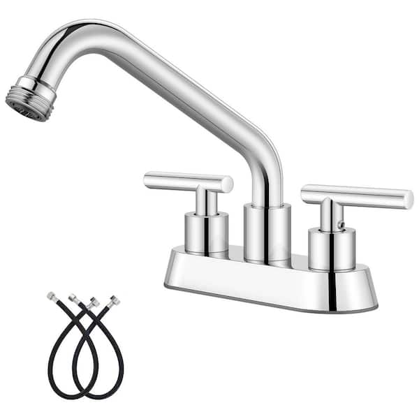 2-Handle 4 in. Centerest Utility Faucet in Polish Chrome
