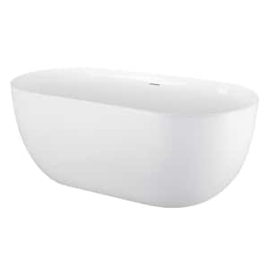 67 in. x 31 in. Acrylic Flatbottom Freestanding Contemporary Soaking Bathtub with Overflow and Pop-up Drain in White