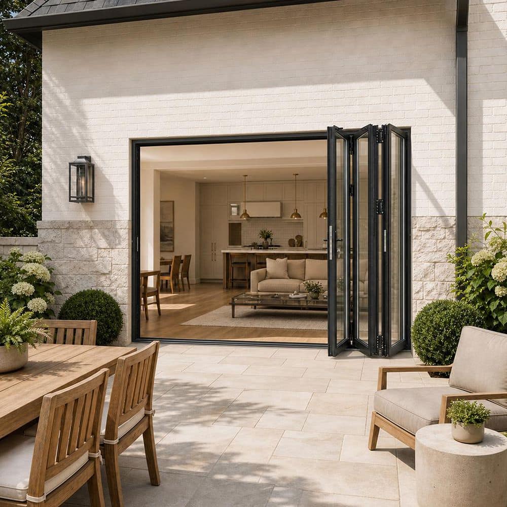 ATVIO 96 in. x 80 in. Matte Black Left to Right Out-Swing Thermal