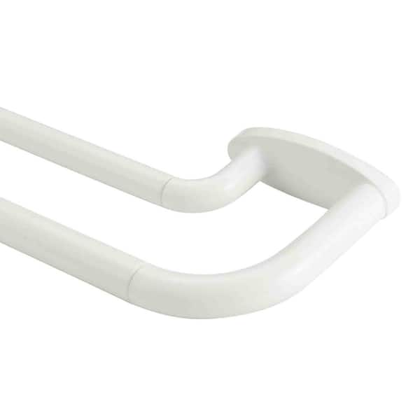 72 in. - 144 in. Adjustable 0.75 in. Double Curtain Rod in White