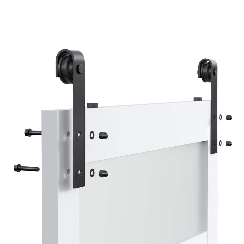 96" x 84" White Frosted Glass PVC Sliding Barn Door with Hardware Kit