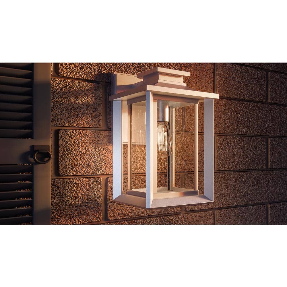 White Coastal Armour Outdoor Wall Lantern with Clear Seedy Glass