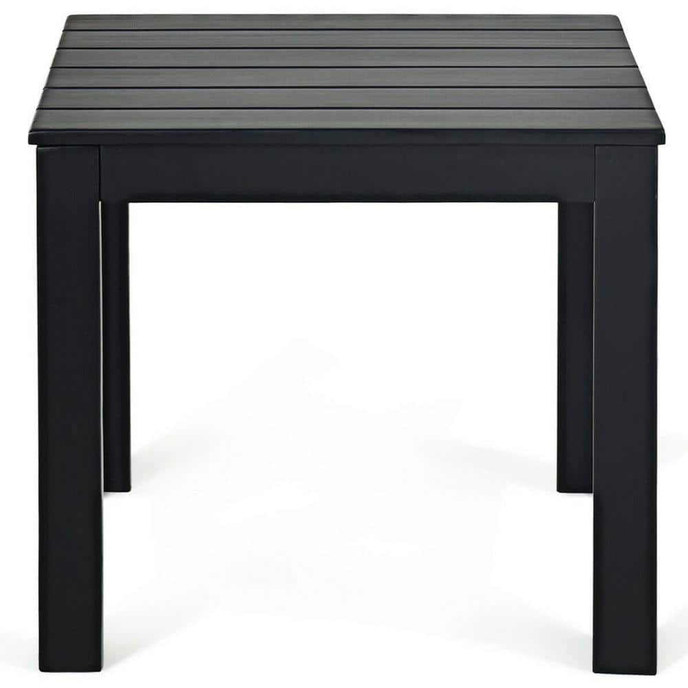 Outdoor Acacia Wood Square Patio Side Table, Black