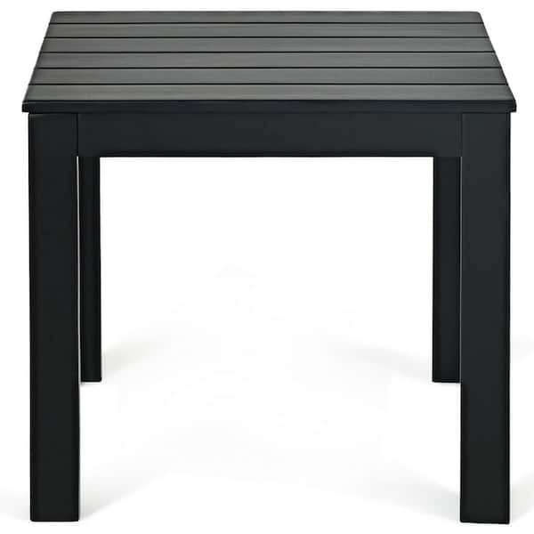 Unbranded Outdoor Acacia Wood Square Patio Side Table, Black