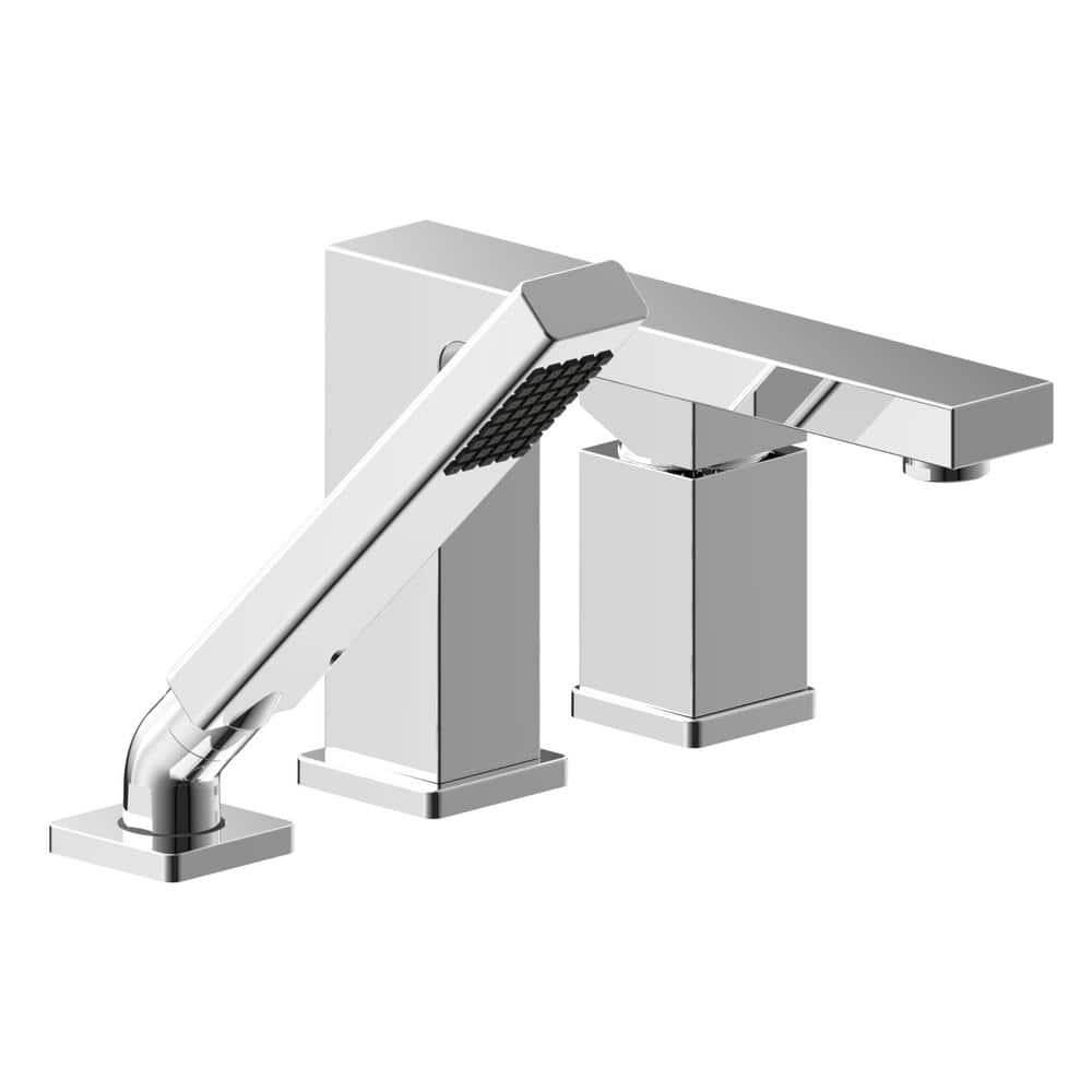 Chrome Single Handle Deck Roman Tub Faucet with Diverter