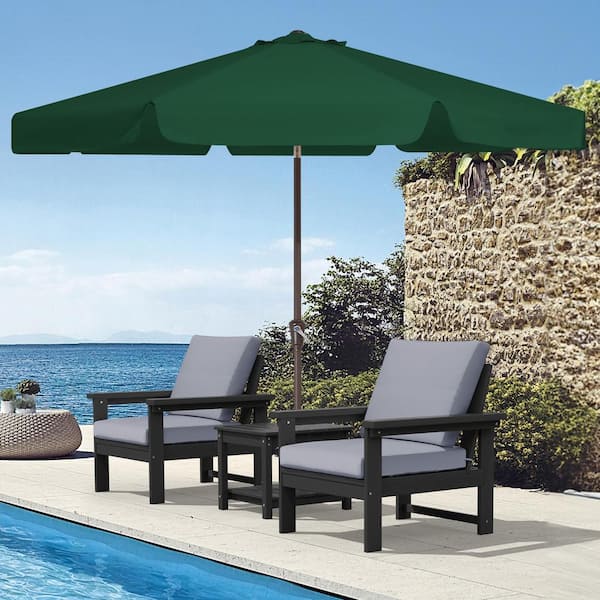JEAREY 9 ft. Steel Market Crank and Tilt Outdoor Patio Umbrella in Dark Green