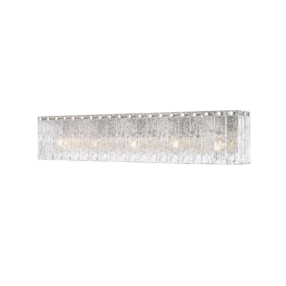 Glacier 36.75 in. 5 Light Brushed Nickel Vanity Light with Clear Glass Shad