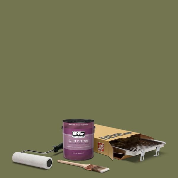 BEHR 1 gal. #S360-6 Secret Meadow Extra Durable Eggshell Enamel Interior Paint and 5-Piece Wooster Set All-in-One Project Kit