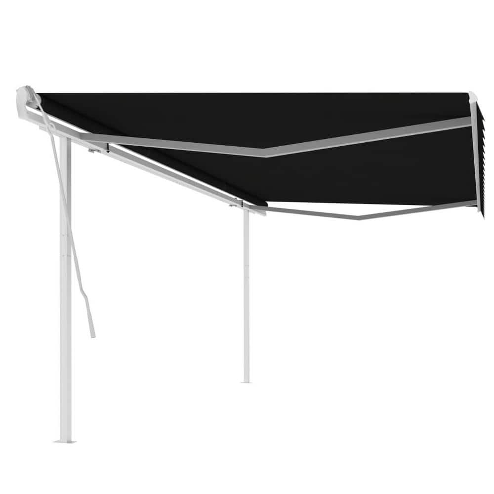 177.2 in. Manual Retractable Awning with Posts (118.1 in. Projection) in An