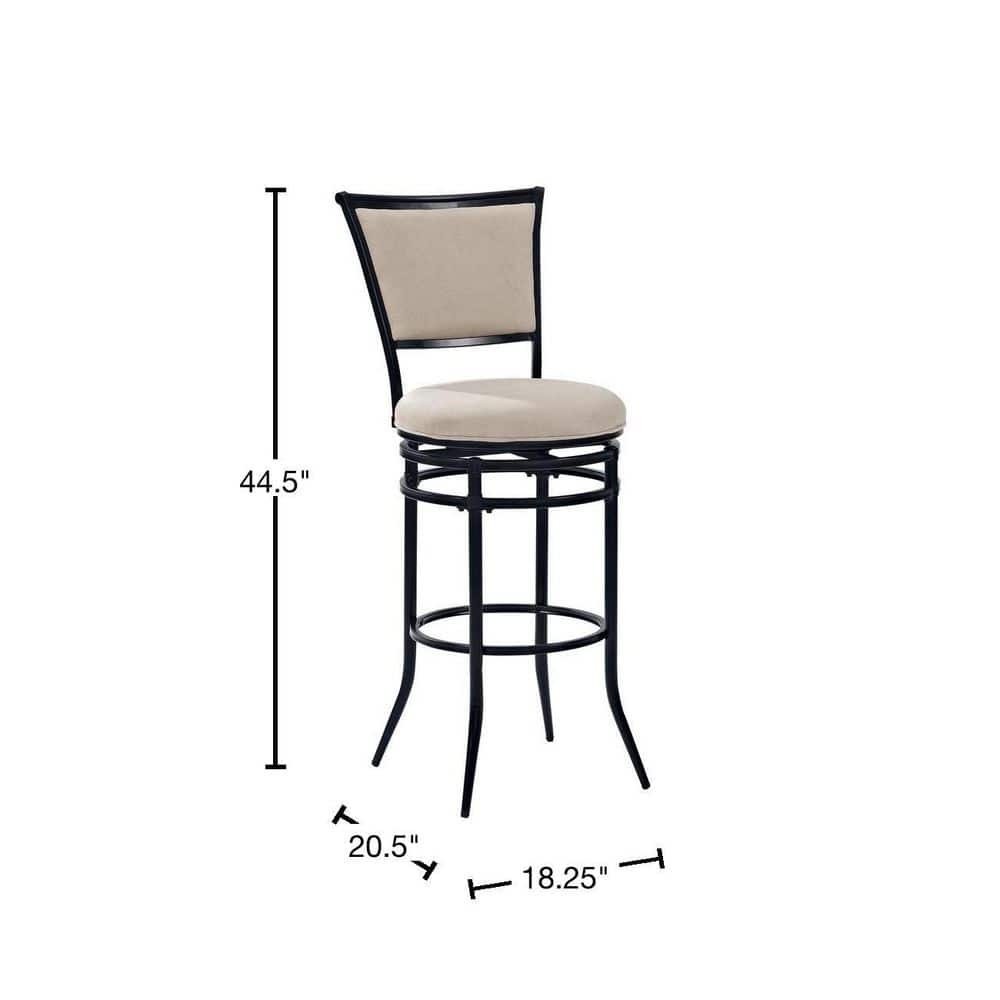 Elegant Flared 30" Swivel Bar Stool in Black with White Leather Cushion