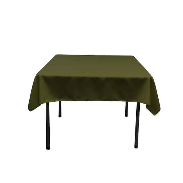 LA Linen 58 in. x 58 in. Olive Polyester Poplin Square Tablecloth