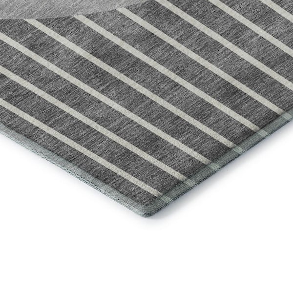 Mayfield Premium Machine Washable Abstract AMF994 Gray 2 ft. 3 in. x 7 ft. 6 in. Runner Rug