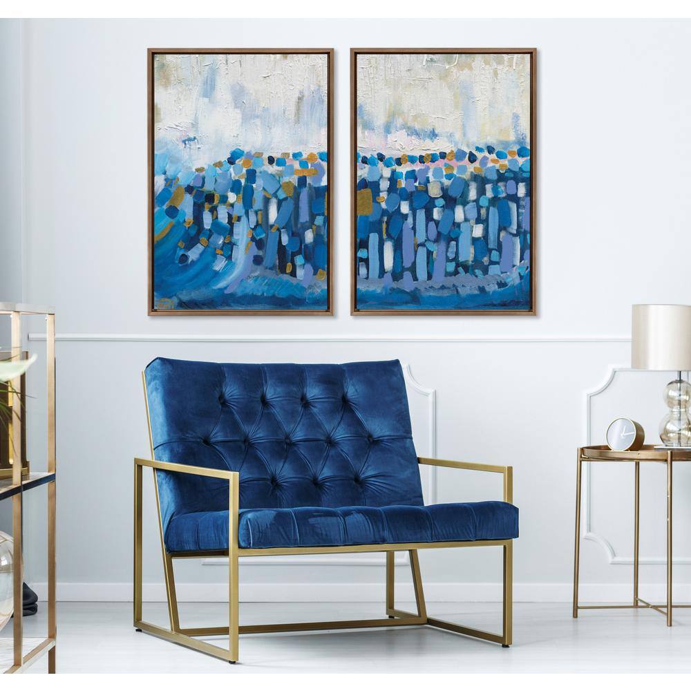 Queen Elizabeth II Blue and Gold Abstract Canvas Art Set