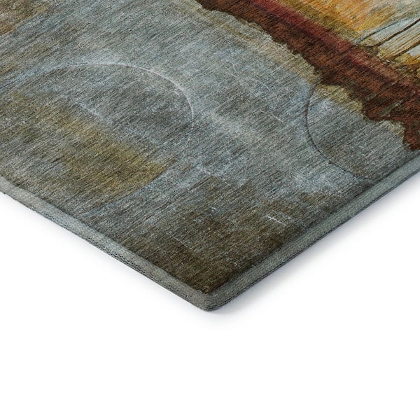 Mayfield Premium Machine Washable Abstract AMF2059 Rust 3 ft. x 4 ft. Area Rug